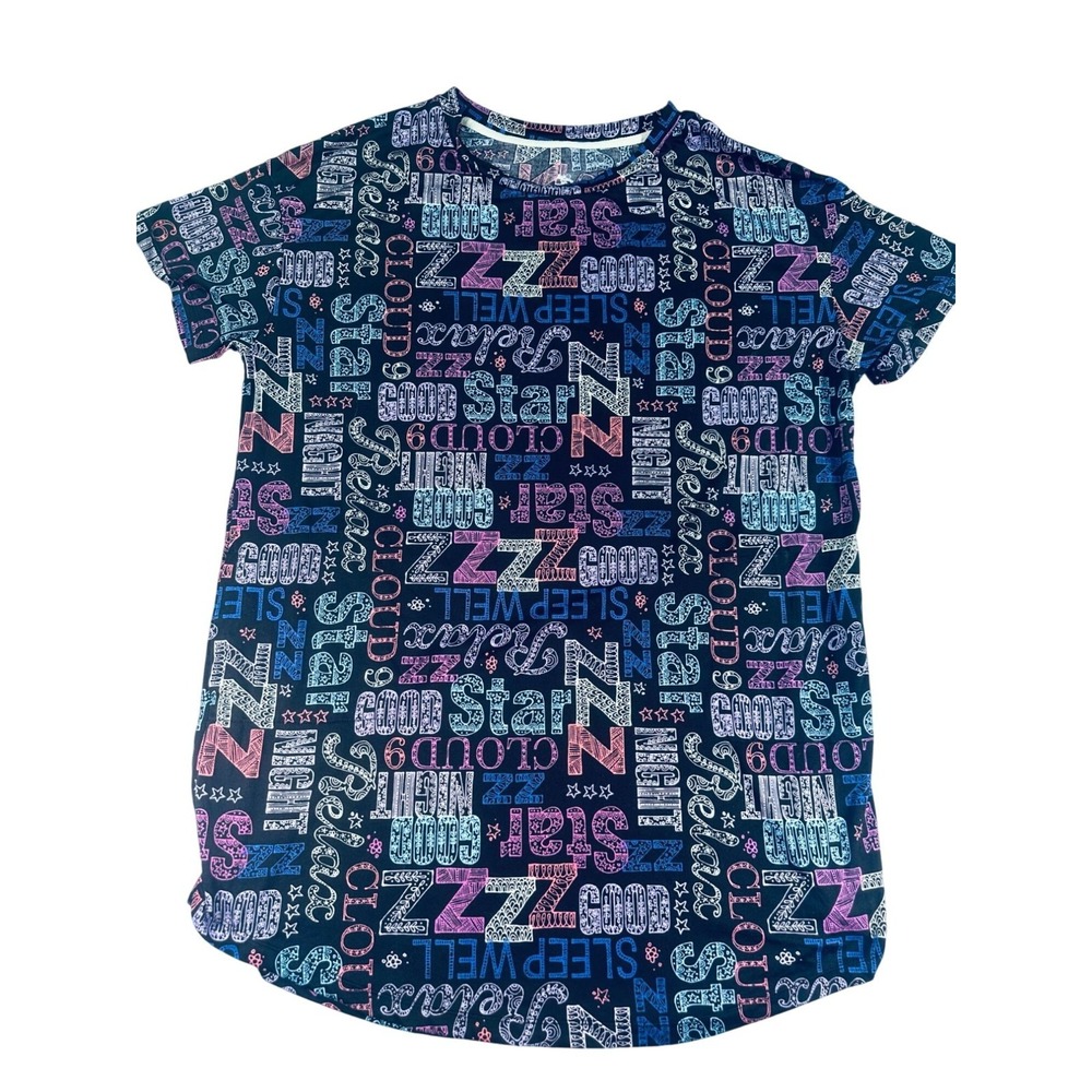 Secret Treasures L/XL Shirt Multicolor Bold Pattern‎ Text All Over Print